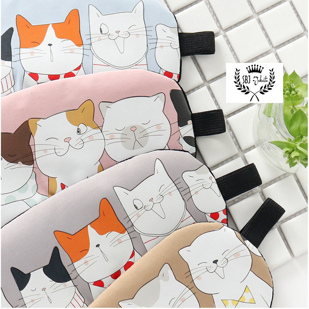 Masker Mata Penutup Mata Eye Mask untuk tidur dengan Ice Gel motif Smiling Cats