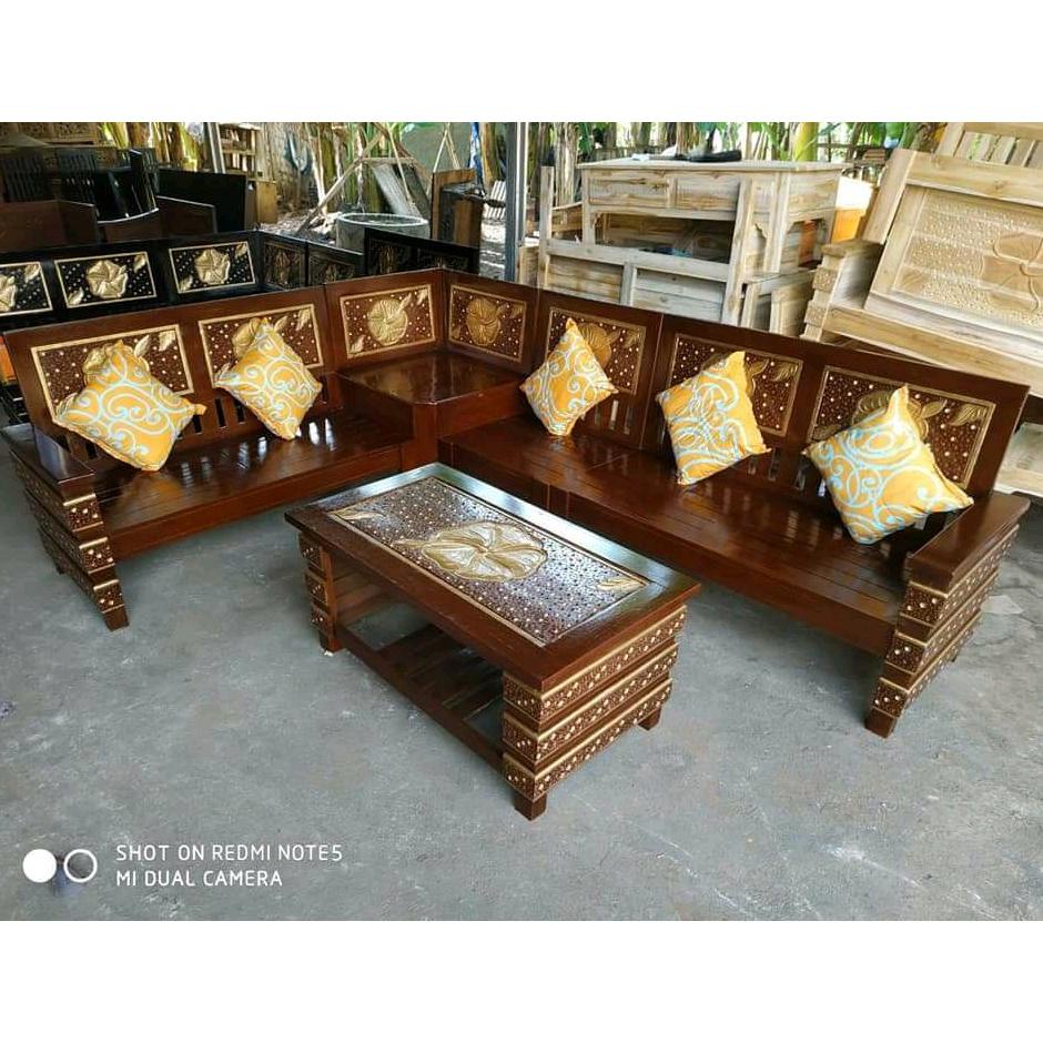 Kursi Tamu Pojok Kayu Jati Robot/Kursi Sudut Minimalis