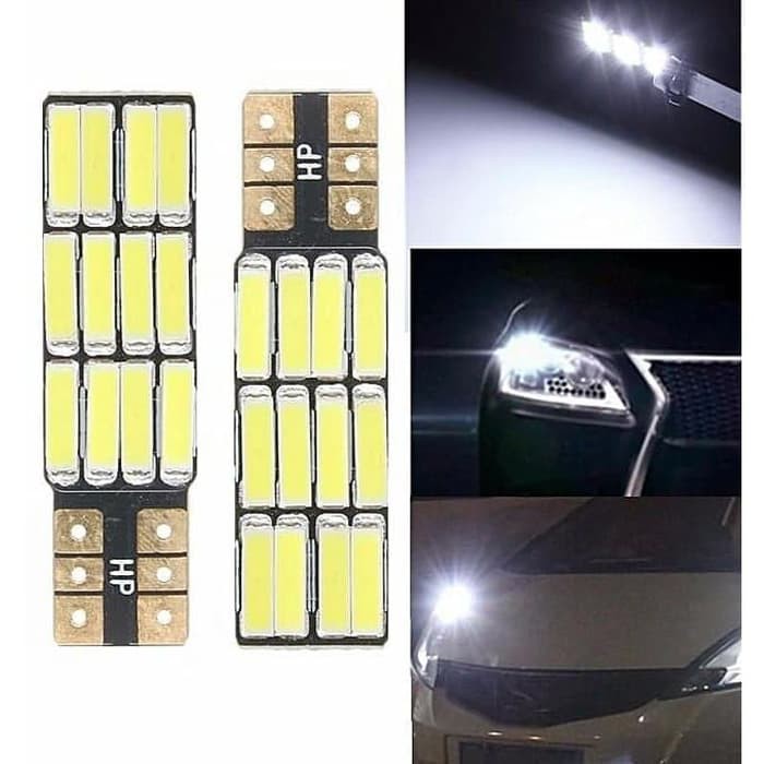 Lampu LED T10 12 SMD 7014 Canbus Super Parking Light Bulb DC 12V Lampu Plafon Kabin Mobil 1 Sisi