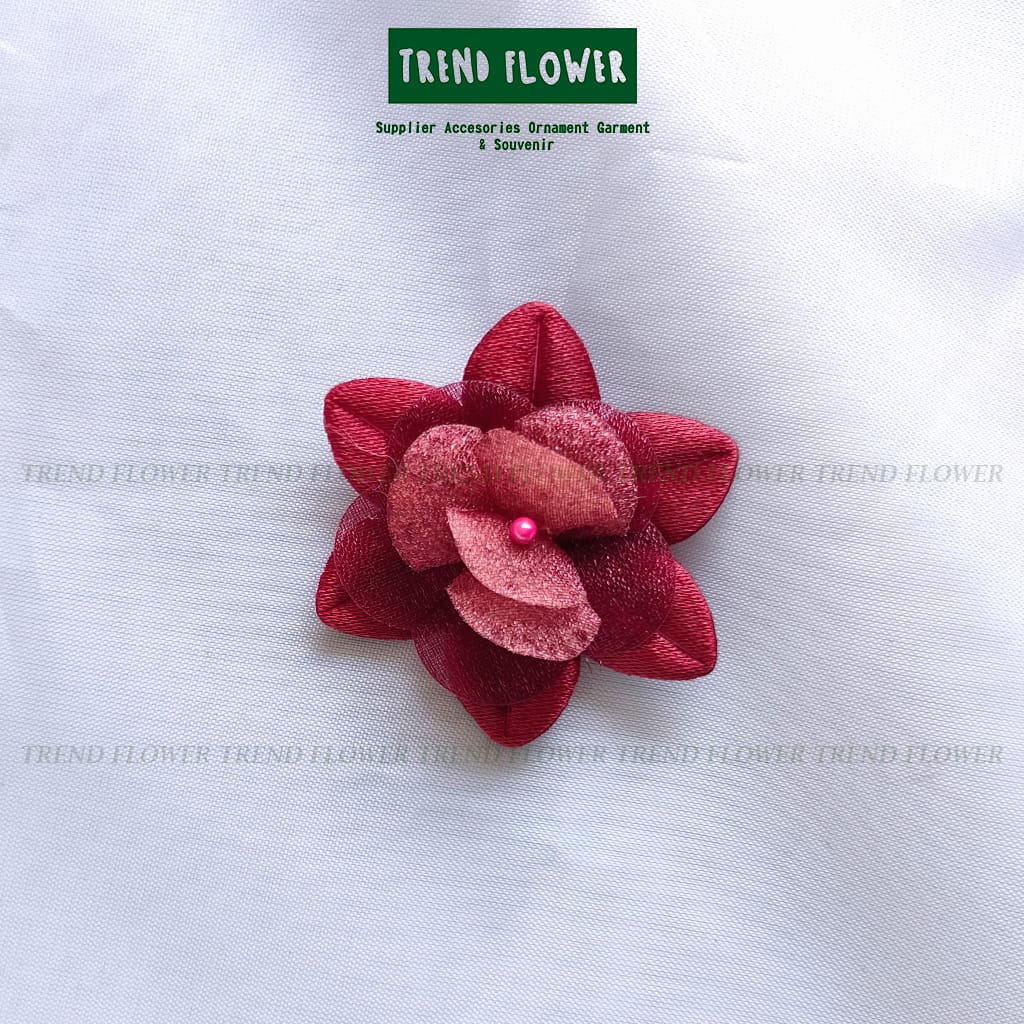 BUNGA KAIN MAROON MUTIARA KECIL CANTIK aksesoris Hiasan seserahan hampers souvenir pernikahan parcel