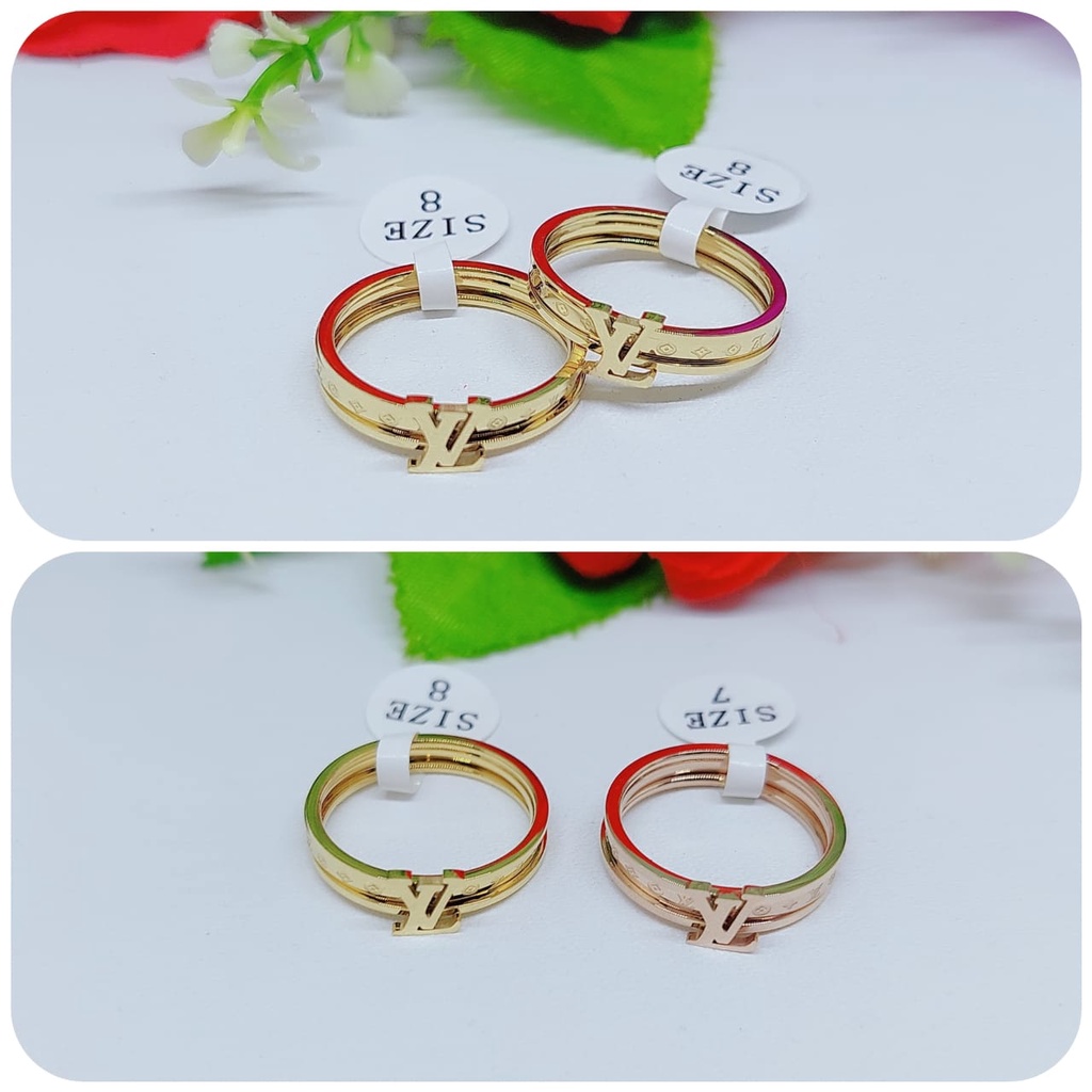 Cincin bulat polos perhiasan titanium A,B