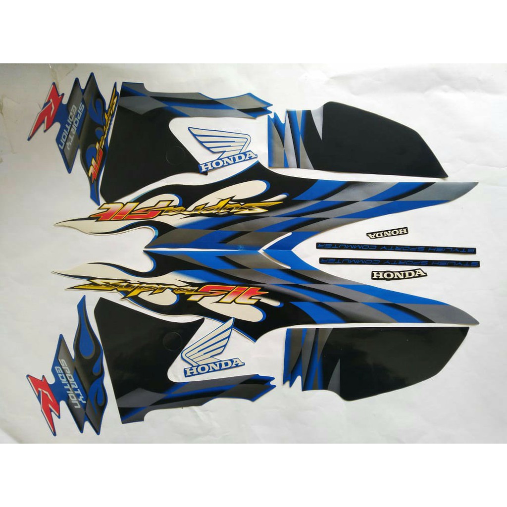 Stiker Striping Honda Supra Fit R 07 Putih Biru Shopee Indonesia