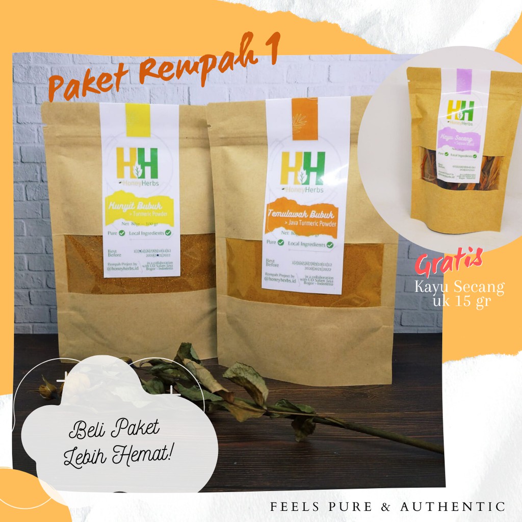 

Paket Rempah 1 | Kunyit Bubuk dan Temulawak Bubuk | Gratis Kayu Secang