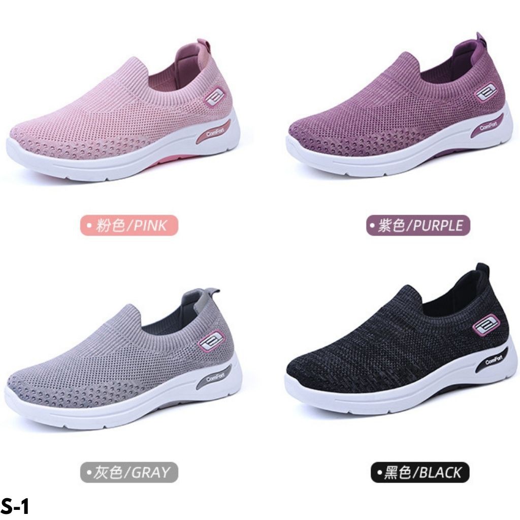 SEPATU SNEAKERS WANITA CASUAL NYAMAN OLAHRAGA ELASTIS ANTI SLIP SOLE KARET IMPORT LARI S1 TUA MUDA