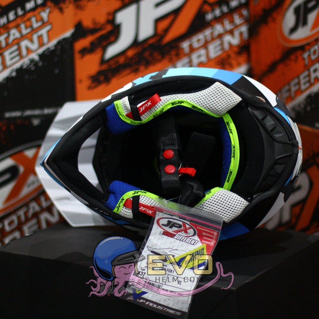 HELM JPX CROSS_FOX1 SERI X37 - PEARL WHITE DOFF + GOOGLE SNAIL (ONGKIR 2 KG) HELM JPX TERBARU