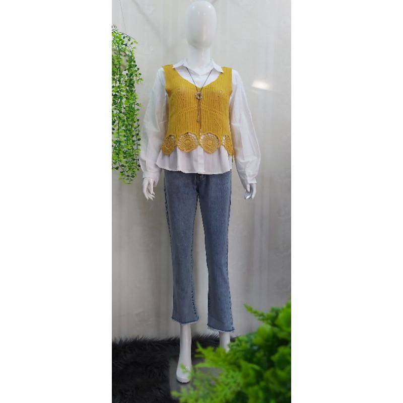 Kemeja Rompi Rajut Wanita Import