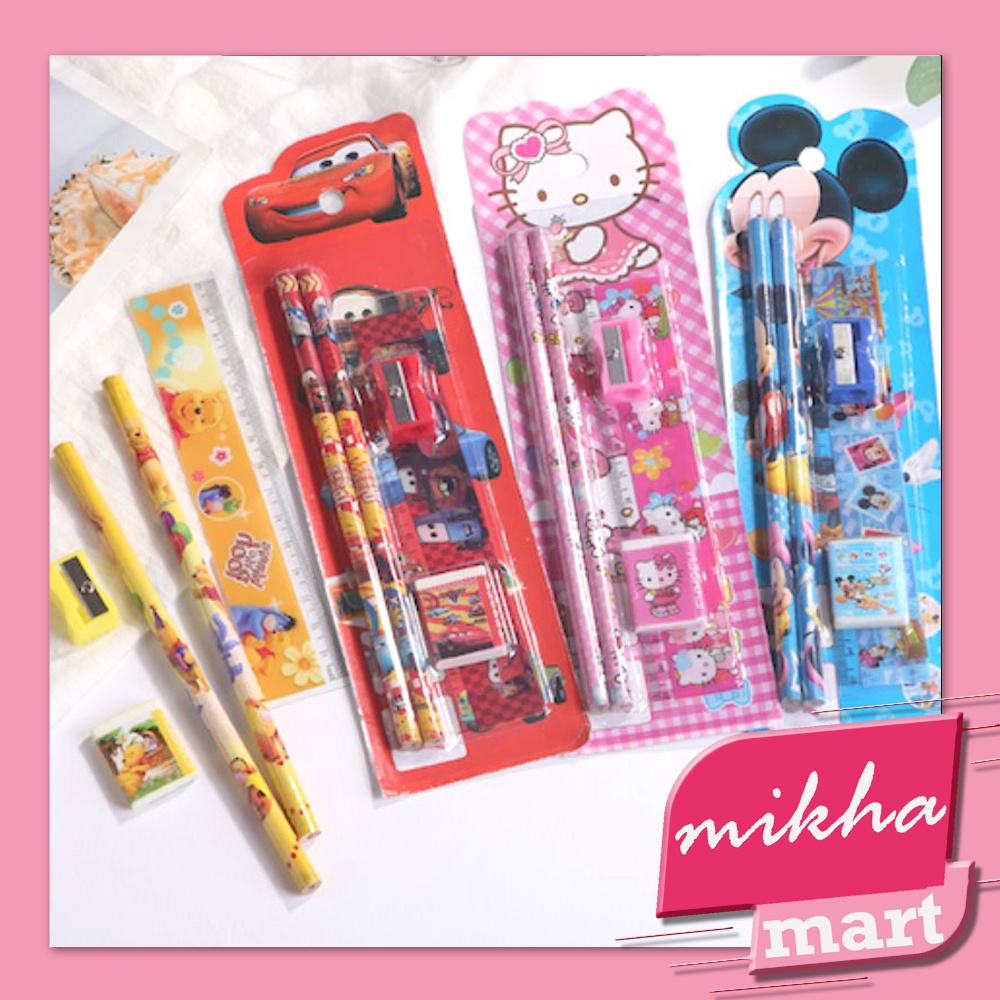 

Stationary Alat Tulis Set Mini Set 5 IN 1 Pensil Set Karakter 5IN1 Kartun - MKM