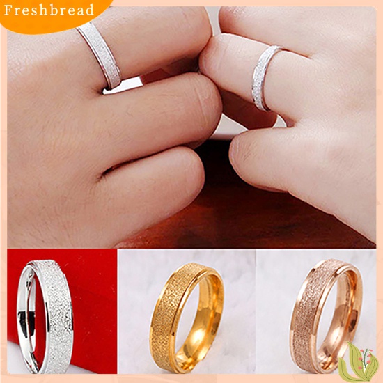 [Fresh] Cincin Pasangan Bahan Stainless Steel Matte untuk Pria / Wanita