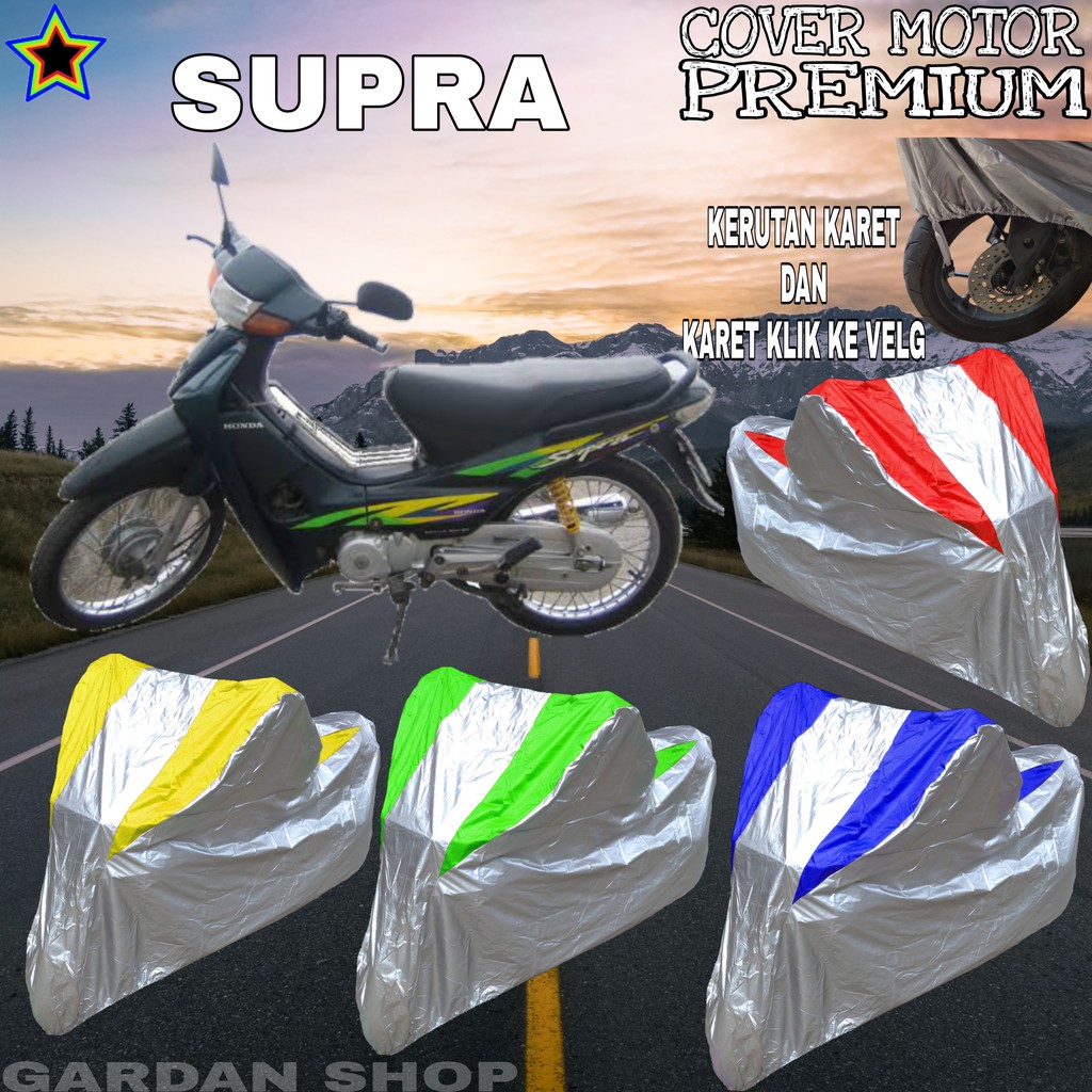 Sarung Motor SUPRA Silver KOMBINASI Body Cover Supra PREMIUM