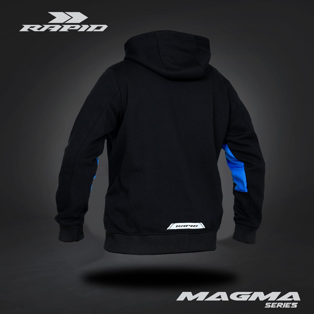 Jaket motor Hoodie pria resleting RAPID MAGMA  zipper bahan fleece katun premium tebal