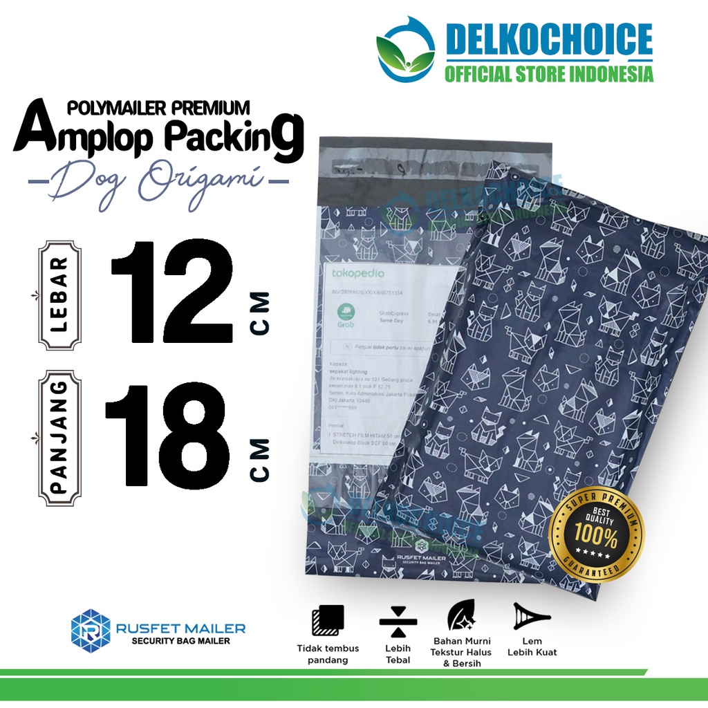 

Polymailer Motif DOG ORIGAMI 12x18cm Amplop Plastik Packing Olshop PREMIUM / SATUAN