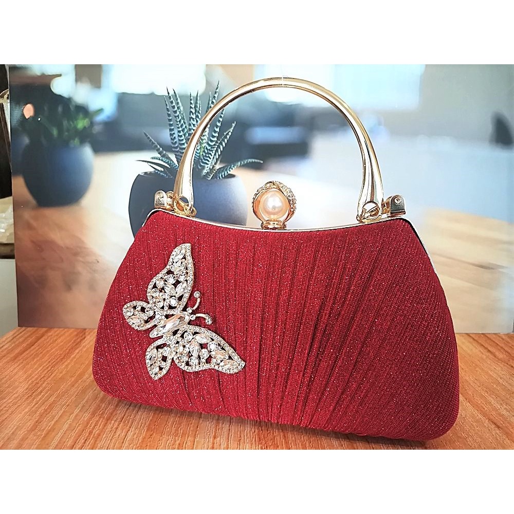 TERLARIS !!! Tas pesta wanita import elegan mewah terbaru warna gold,silver,red,black bahan satin halus Tas Pesta Import Kondangan Wanita Kristal Glitter tas pesta branded wanita tas clutch wanita pesta import ori