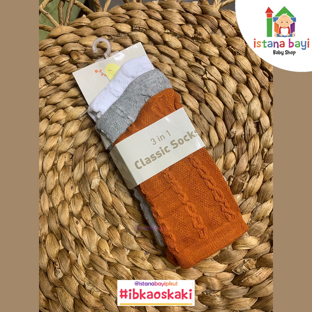 Royale Bebe 3 in 1 Classic Basic Socks/Kaos kaki bayi lucu isi 3