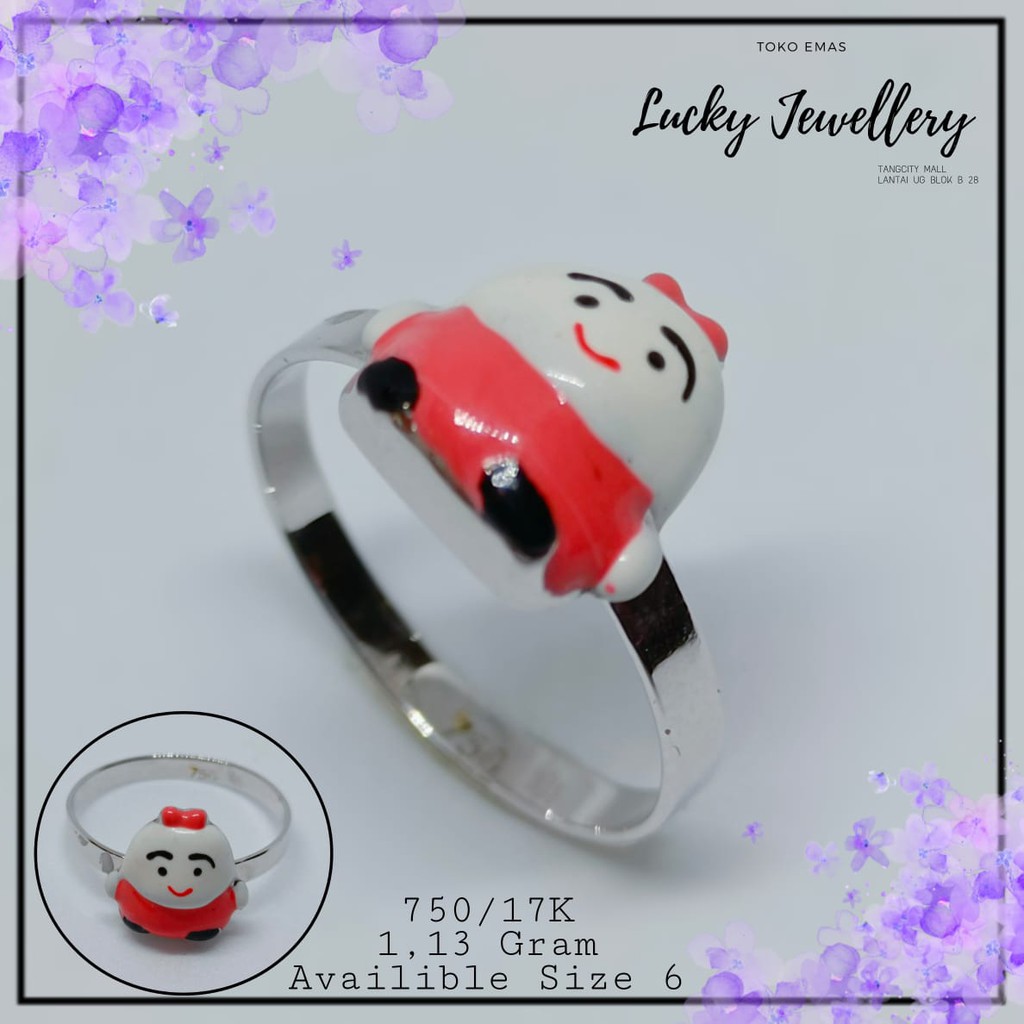 CINCIN ANAK KARAKTER EMAS PUTIH KADAR 750/17K 1.13 GR SIZE 6
