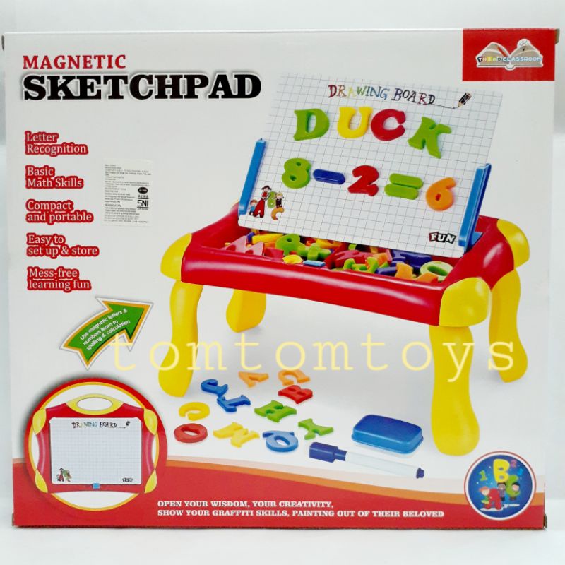MAGNETIC SKETCHPAD Drawing Board Papan Tulis Meja Huruf Angka Magnet