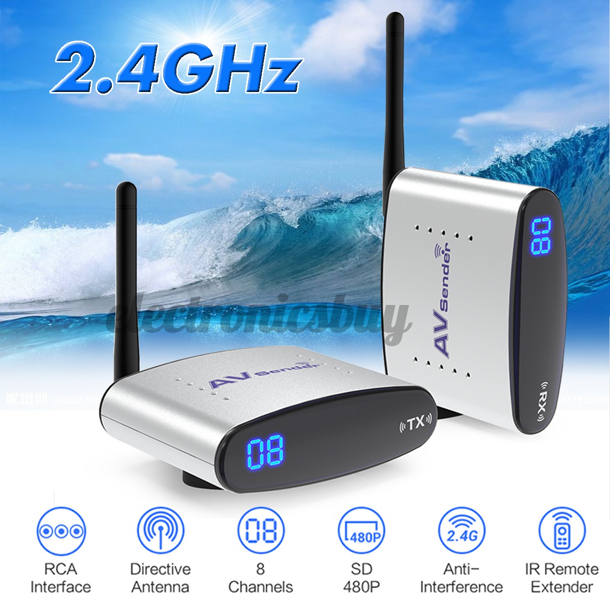 2 4ghz Wireless Av Sender Ir Remote Audio Video Transmitter Receiver Rca 150m Shopee Indonesia