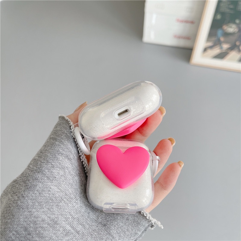 Love transparent AirPods 1/2  AirPods pro earphone case cover Anti-fall earphone protective shell