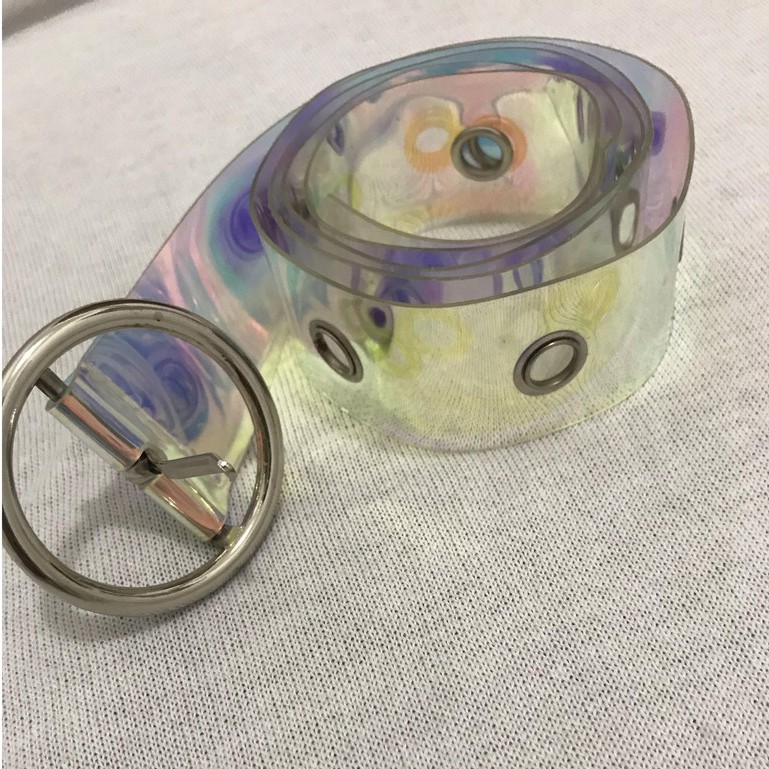TERMURAH TRANSPARENT BELT sabuk colorful transparan laser korea retro aesthetic vintage bening