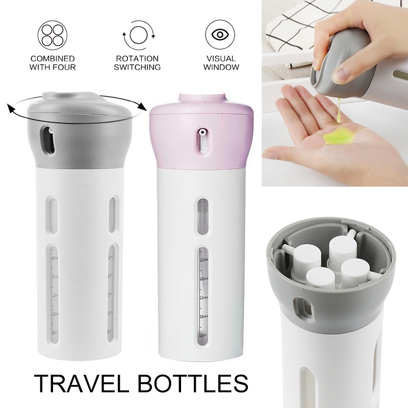 Takarai 4in1 Travel Bottle Dispenser Premium Material 160ml - Warna Random | Bisa Mengisi Sabun Shampo Lotion Odol dalam Satu Wadah