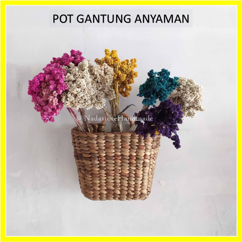 POT GANTUNG ANYAMAN ENCENG GONDOK / POT BUNGA KERING NEW MODEL