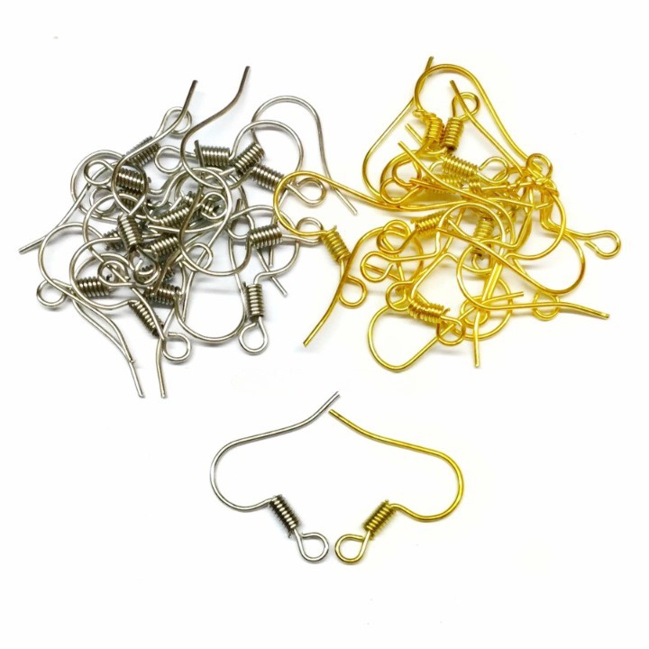 KAITAN ANTING / EARRING HOOK WITHOUT BALL / CANTOLAN ANTING / BAHAN ANTING NICKEL &amp; MAS / ANTING GANTUNG / VARIASI ANTING POLOS