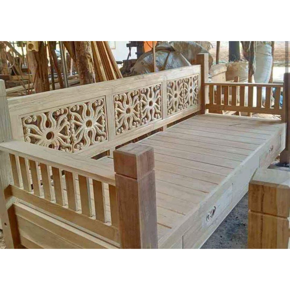 Kursi bale - kursi santai ruang tamu - bangku panjang minimalis kayu jati