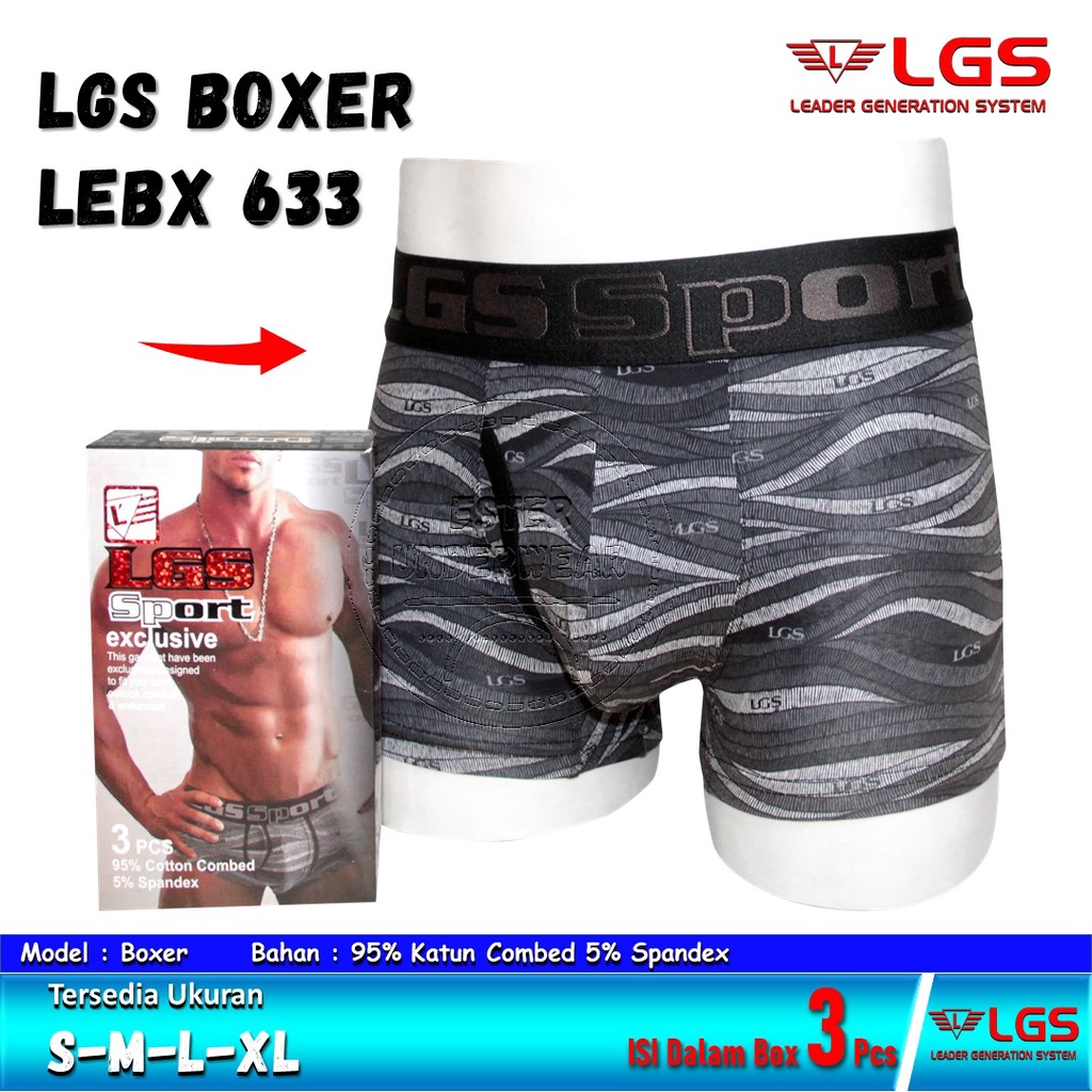 Celana Boxer Pria LGS 633 Isi 3Pcs |Boxer Pria Lgs Sport