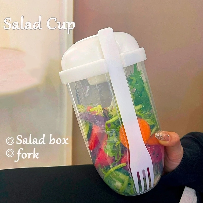 Kotak Makan Siang Bentuk Botol Dengan Garpu Ukuran 1000ML Untuk Salad