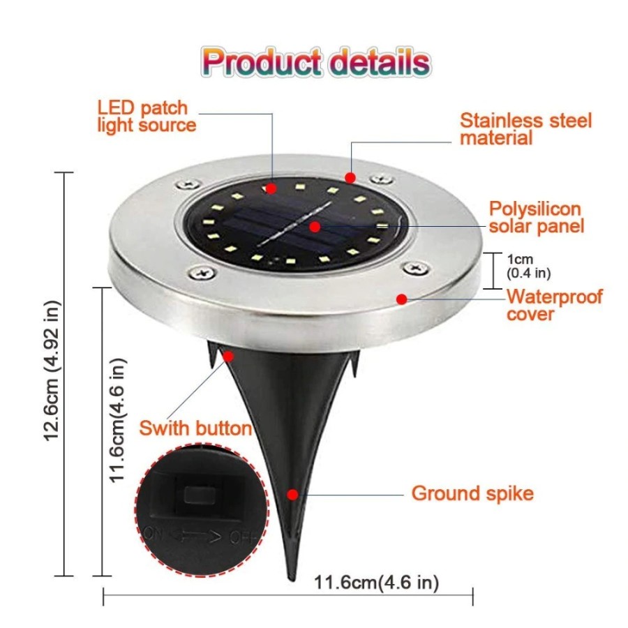 Lampu Tanam Taman Solar Power Waterproof 20 LED - RB20