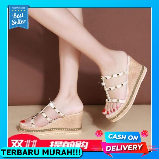 Sandal Spon Weges Wanita Sendal Jepit Wedges Spons Cewek Import Murah Korea Pesta Terbaru Wanita Ikh