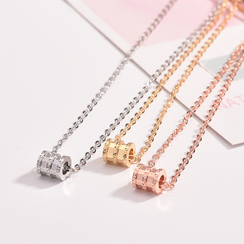 [Ready Stock]Fashion Rose Gold Plated Classic Ring Necklace Silver Necklace