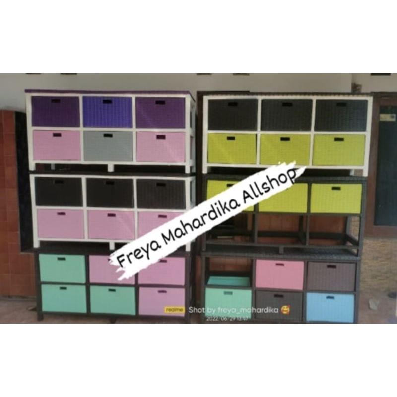 rak laci rotan sintesis 6 laci