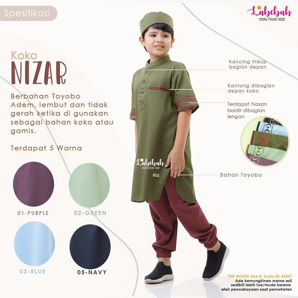 Baju Koko Nizar Anak // Set Muslim Anak Laki