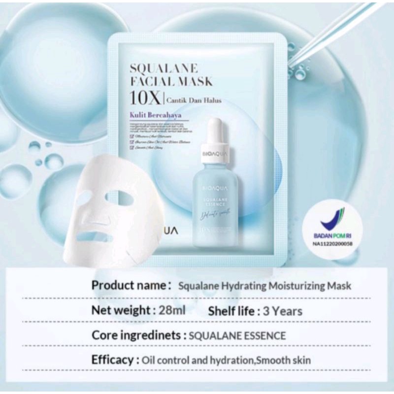 (READY) UNNY X BIOAQUA MASK - Masker Squalane Hydrating Moisturizing Essence Mask