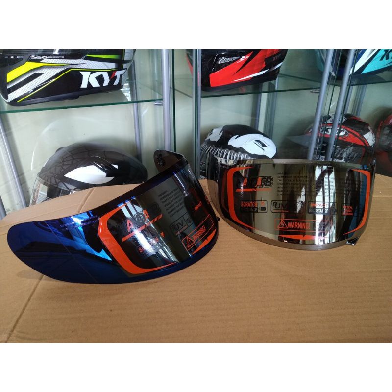 Kaca Visor FLAT KYT R10 RC7 K2R K2RIDER K2 RIDER MDS VICTORY V2R iridium Silver Gold Hitam Light Smoke Bening Pelangi
