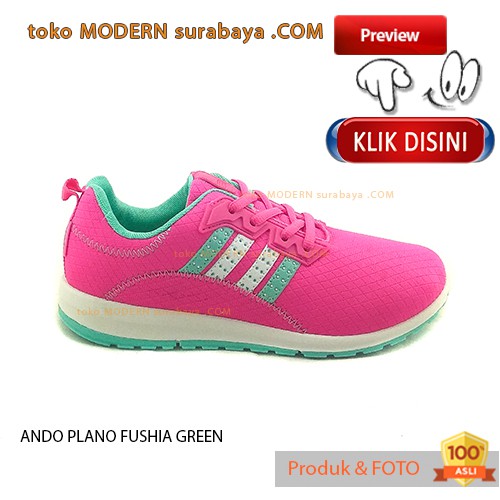 ANDO PLANO FUSHIA GREEN sepatu wanita kets casual sneaker