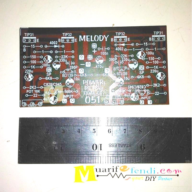 Jual PCB Power Amplifier Stereo 68Watt Final TIP31 dan TIP32 Non CT
