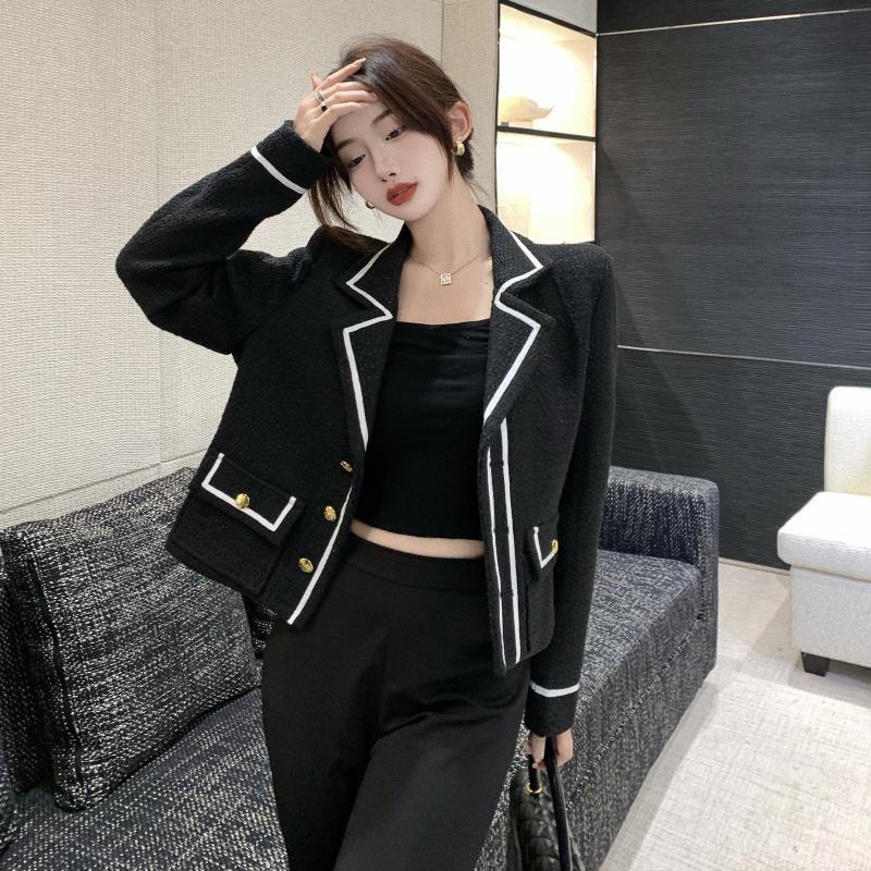 jaket korean style wanita coat women short and small perfume style tweed palace style autumn cardiga