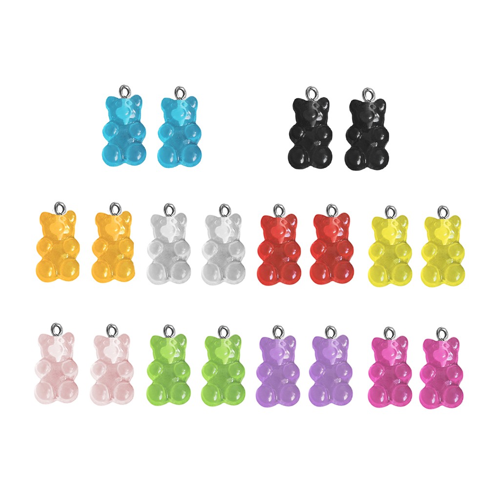 10pcs Liontin Bentuk Gummy Bear Bahan Resin Untuk Aksesoris Perhiasan Diy