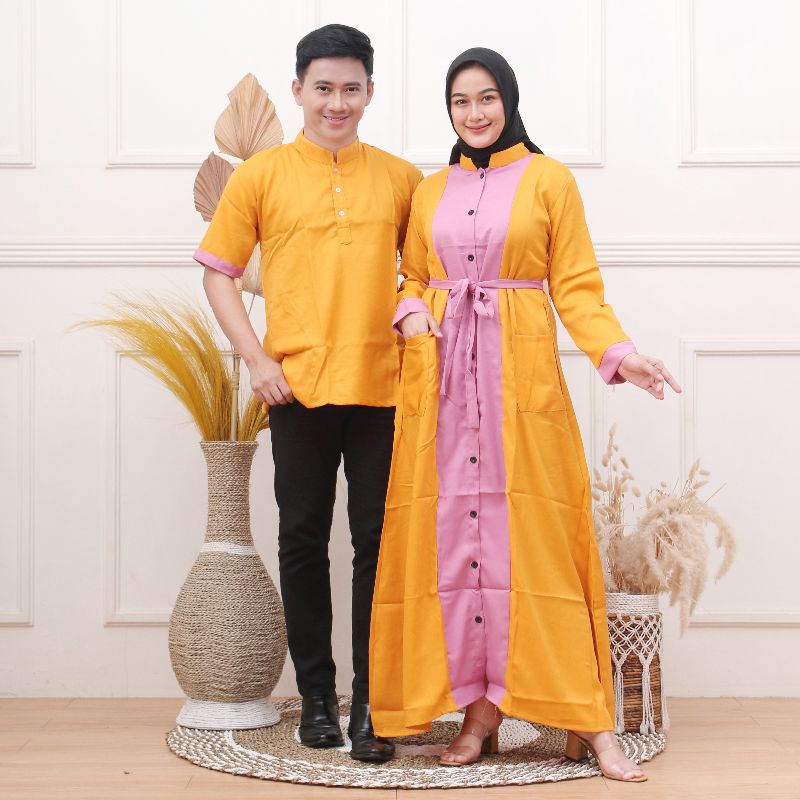 ORI Batik Favorit COUPLE GAMIS NAGITA SLAVINA Gamis Set Keluarga Gamis Couple Terbaru Gamis Pasangan