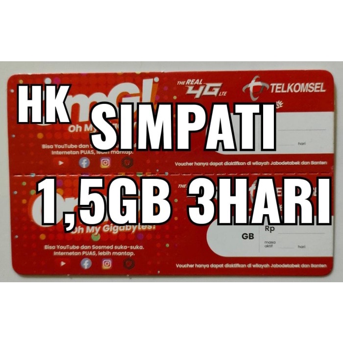 Voucher Telkomsel 1.5GB 3Hari