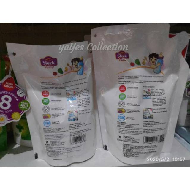 Sleek baby bottol nipple cleanser 450 ml refill refil cuci botol dot mainan bayi sleak slek