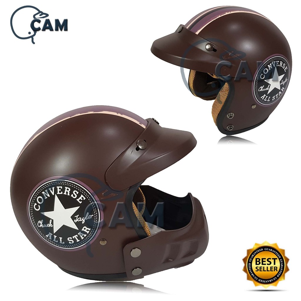 Promo Terbaru Helm SNI Bogo cross converse brown doff + pet + rahang trail bukan jpx