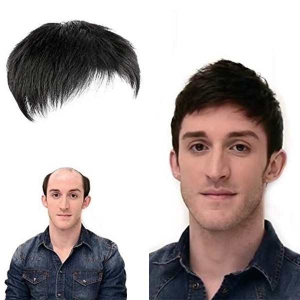 (Stok produk lengkap, pengiriman hari yang sama) Wig rambut asli berkualitas tinggiWig rambut manusia Pria, 100% Wig rambut manusia asli, hitam, rambut palsu blok, Wig klip rambut palsu 16cm * 18cm