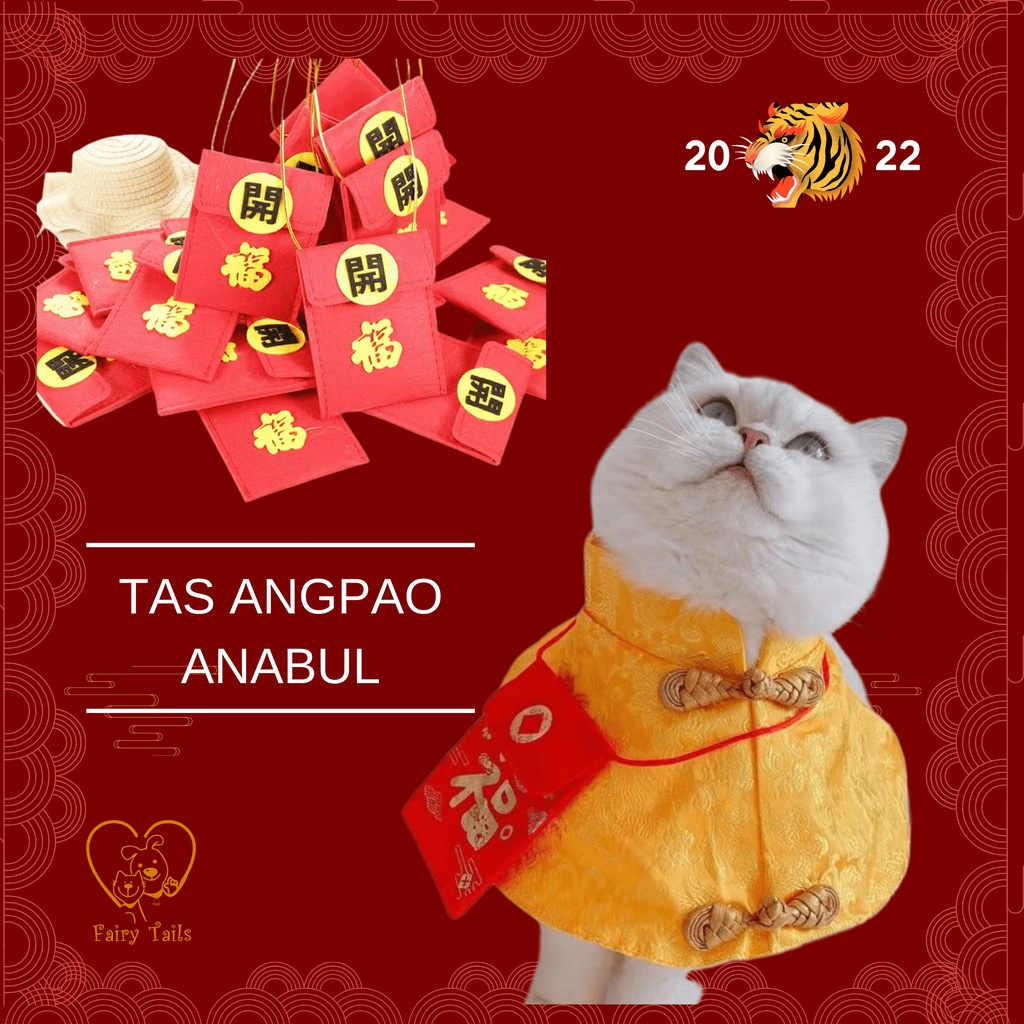 Tas Angpao Hongbao Baju Imlek Anabul Untuk Anjing dan Kucing / Red Envelope for Pet Dog and Cat Chinese New Year