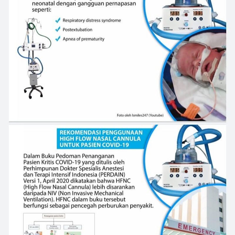 Ventilator Alat HFNC Highflow nassal canulla
