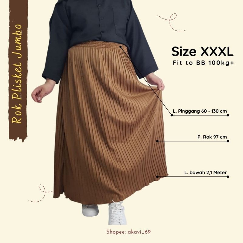 ROK PLISKET JUMBO / BIGSIZE - PREMIUM XXXL 100KG - REMPEL PLEATED FLARE SKIRT MAYUNG