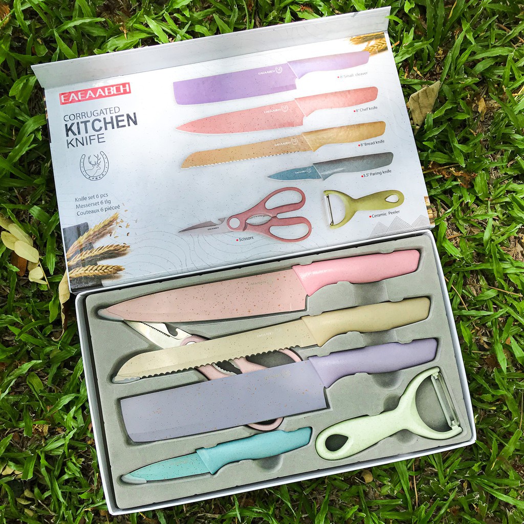 Pisau Dapur Set/Peeler Buah Evcriverh Corrugated Kitchen Knife  6 pcs