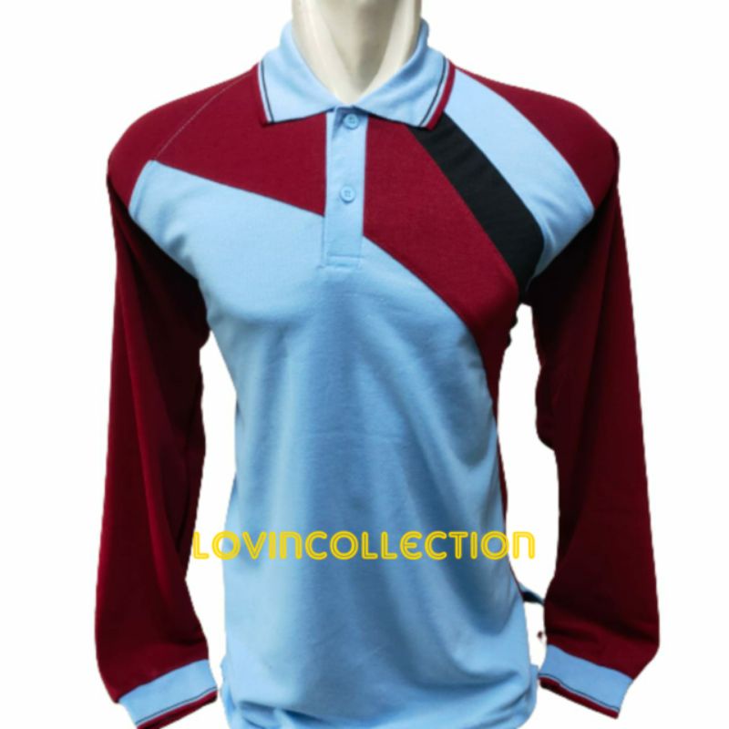 Kaos Kerah Kombinasi / Kaos Kerah Lengan Panjang / Kimono Kerah Ungu / Kaos Berkerah