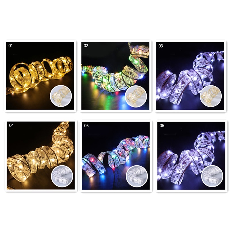 TK 2/4/5m Ribbon LED String Lights Christmas Tree Decoration Light Ribbon Bows Lights Christmas New Year Fairy Lights